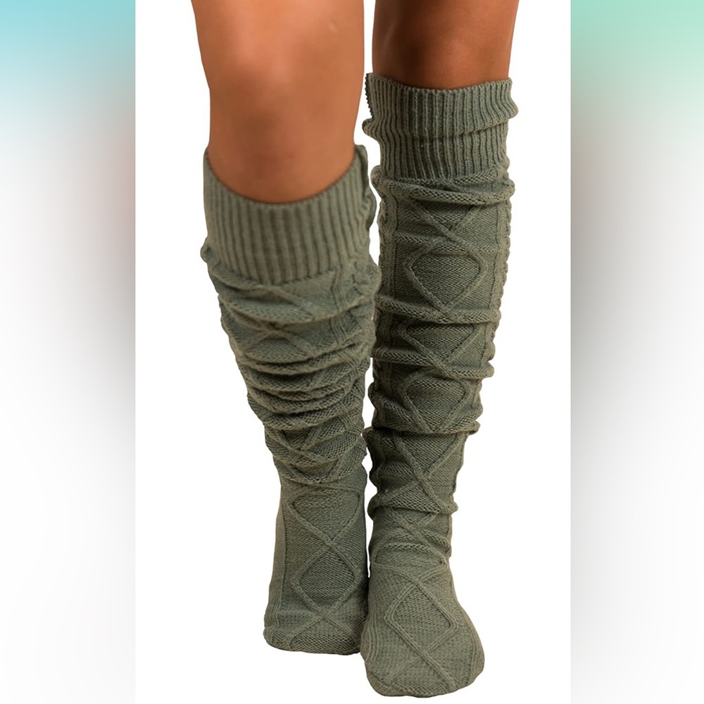Cable Knit Knee-High Winter Boot Socks Extra Long Thigh Leg Warmers Stocking